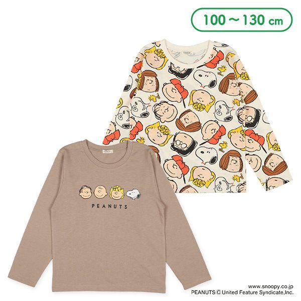 日本西松屋 - 史努比 圓領印花長袖上衣-PEANUTS-可可