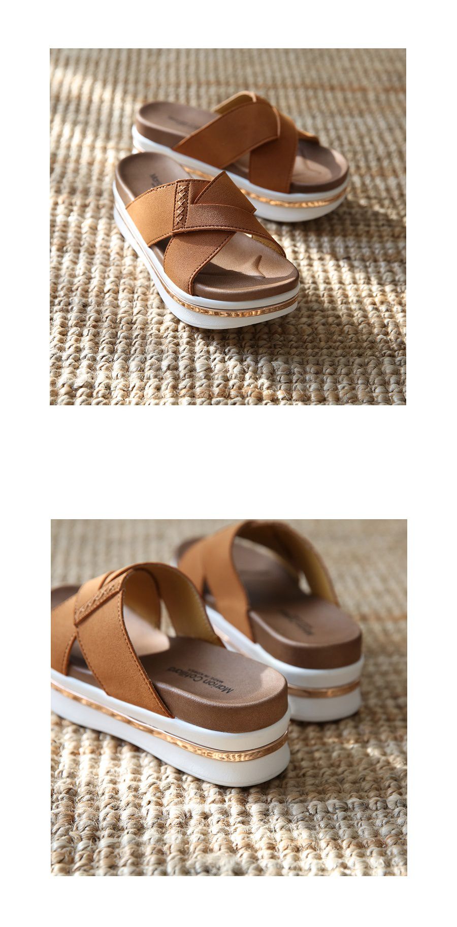 韓國 Dangolunni - 寬版交叉輕量厚底拖鞋-黑