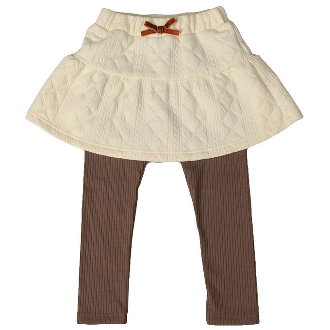 akachan honpo - 10分假兩件裙褲-鋪棉-象牙白色