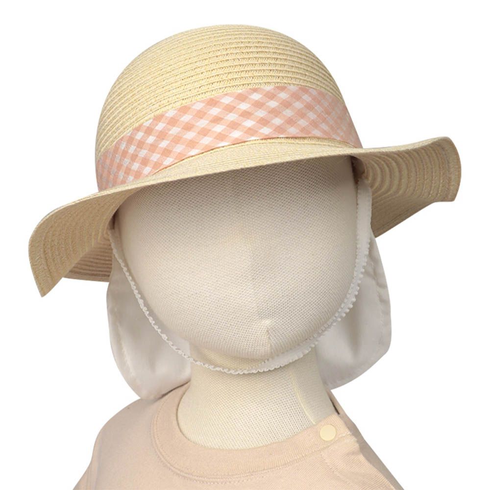 圓頂帽-可洗可折疊 附防曬遮陽布-淺卡其色