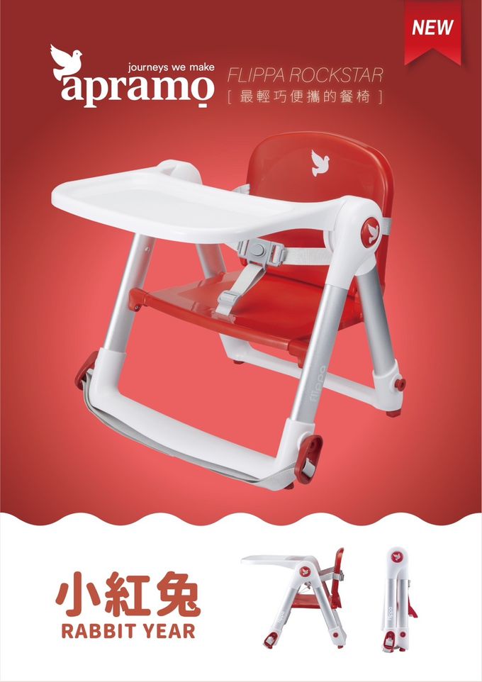 英國 Apramo - Flippa classic 旅行餐椅 小紅兔-6-36M