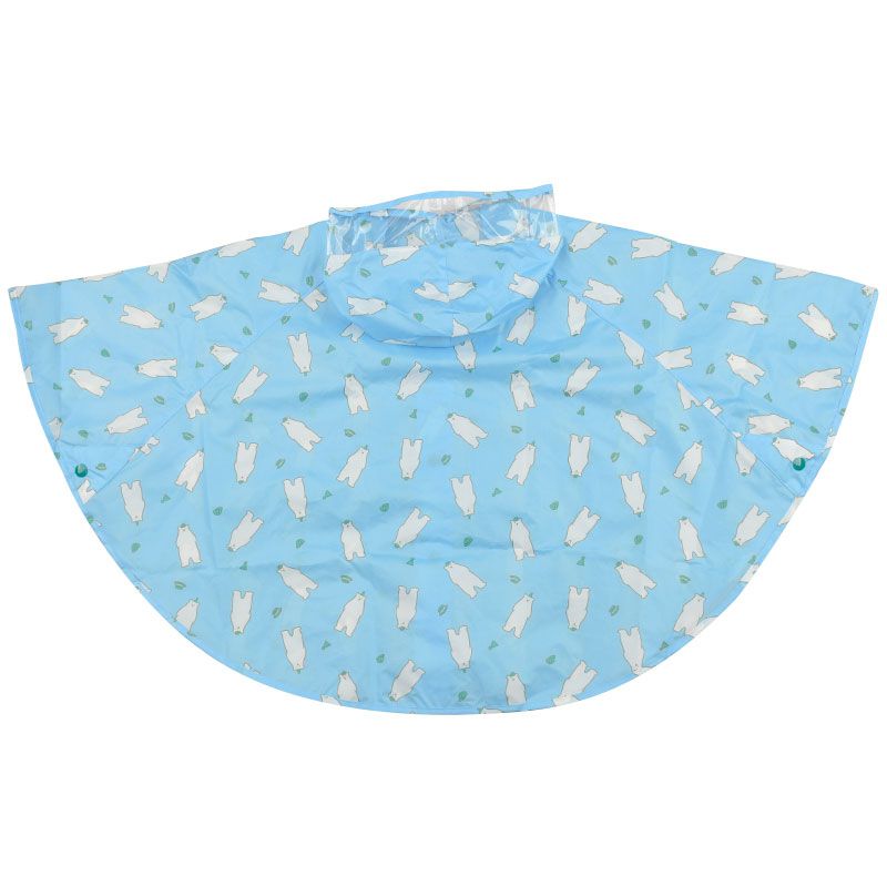 akachan honpo - 短斗篷式雨衣-白熊-淺藍色 (80~95cm)