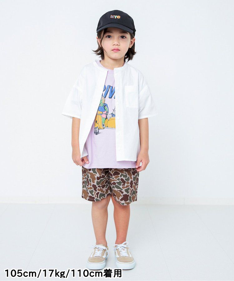 日本 BREEZE - 100%棉定番印花短褲-變形蟲-綠