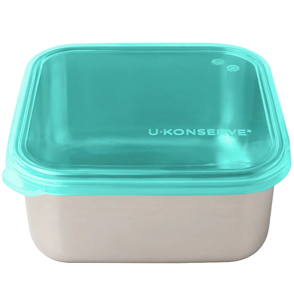 美國優康 U-Konserve - 304 不鏽鋼方形保鮮盒 900ml-島青色-冷凍盒/便當盒/儲存盒-通過 LFGB 食品安全等級認證 / CPSIA 檢驗