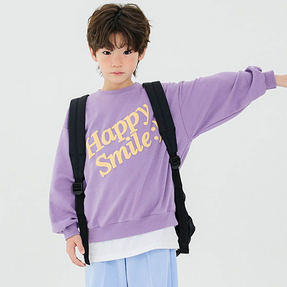 W.S.B. 快樂字印純棉長袖大學T-紫