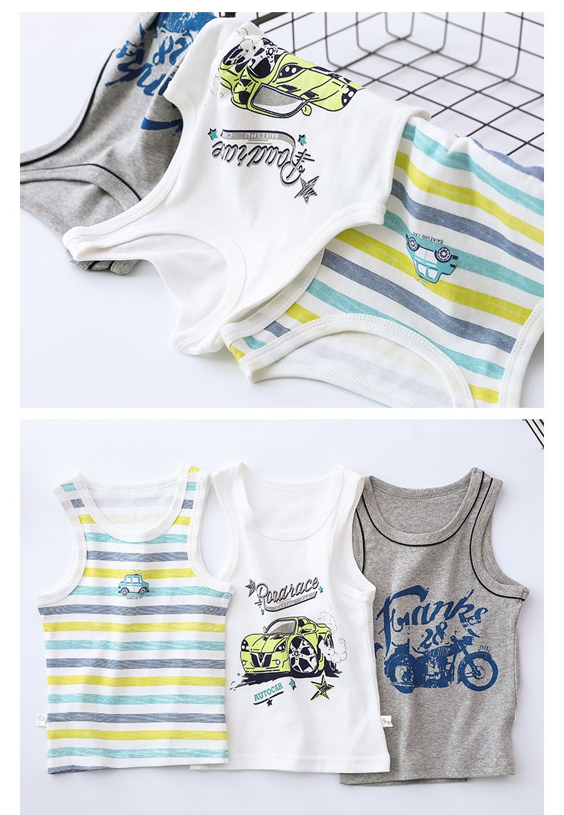 純棉兒童無袖上衣-工程車-湖水綠