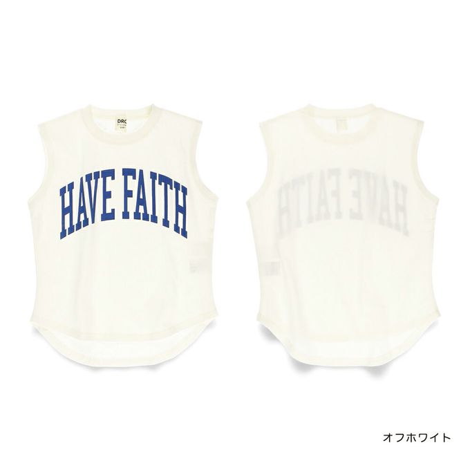 日本 BRANSHES - 簡約英文標語無袖上衣-白