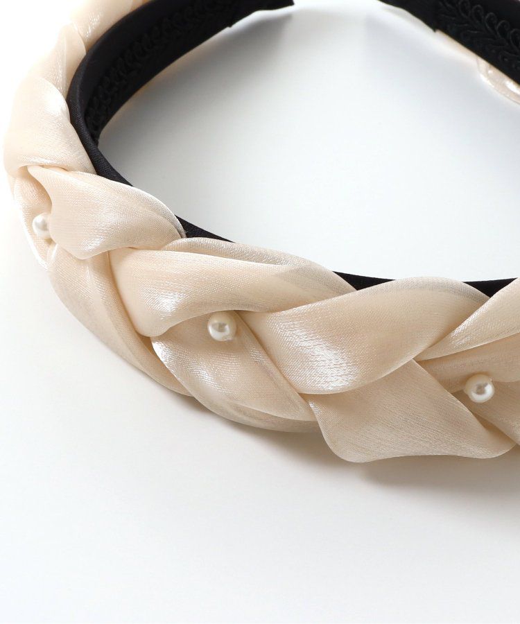 日本 apres les cours - 公主薄紗珍珠編織髮箍-象牙白