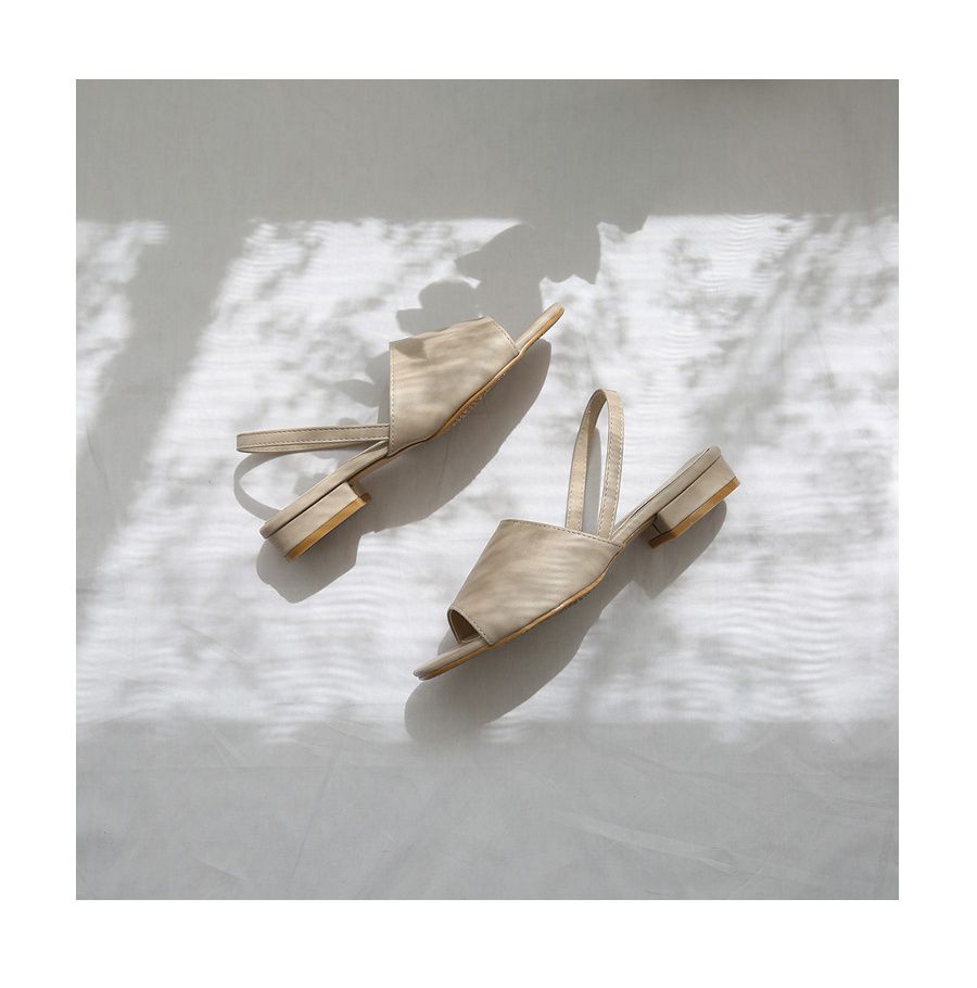 韓國 Dangolunni - 3cm寬面優雅細帶涼鞋-白