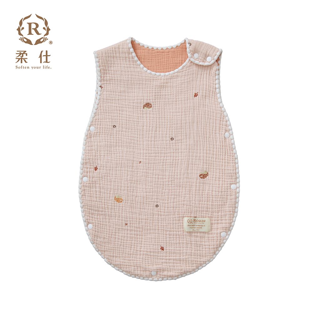 貝殼縫邊六層紗防踢被-粉曦刺蝟