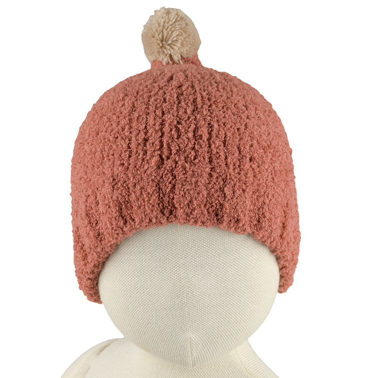akachan honpo - 毛茸茸毛球針織帽-紅色