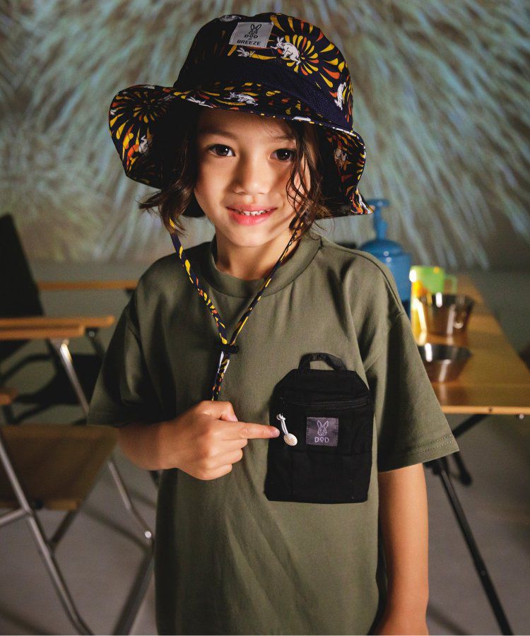 日本 BREEZE - 聯名款 夜光拉鍊大口袋短袖上衣-卡其