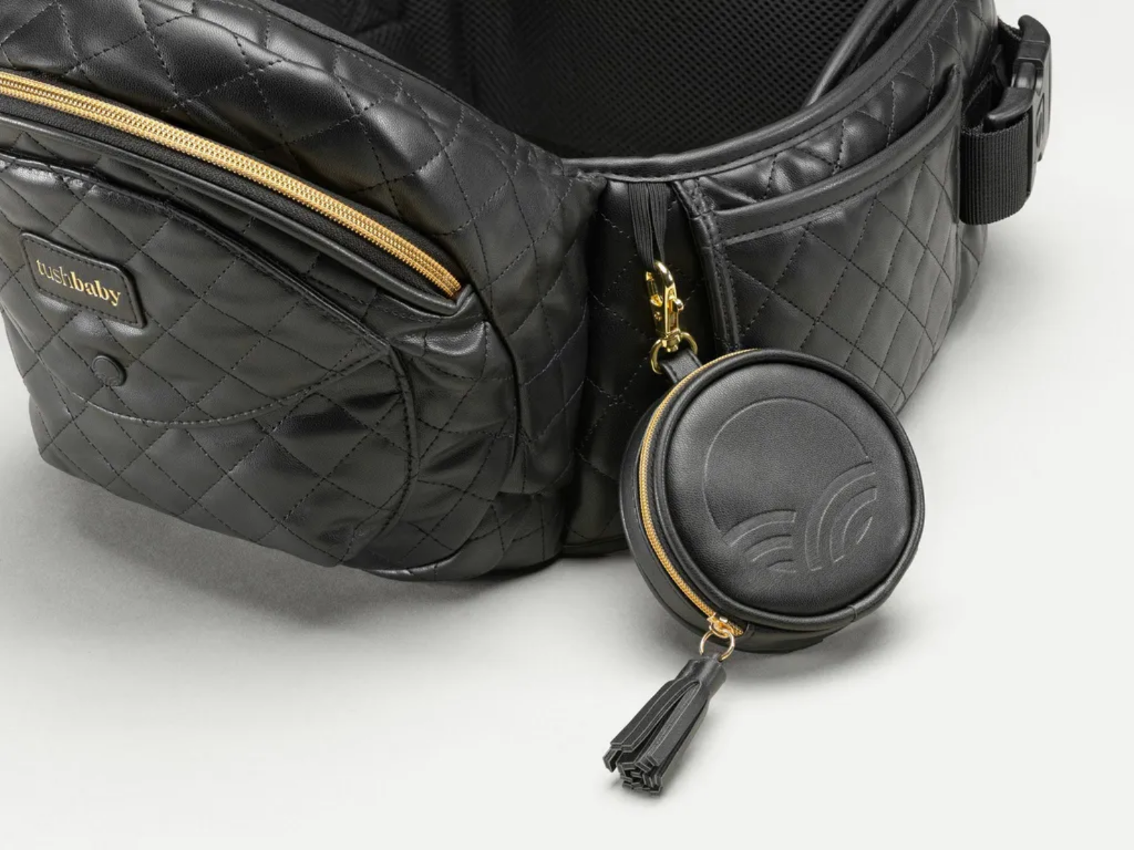 美國Tushbaby - 小圓仔包-皮革黑 (5.8*5.8*9.5cm)