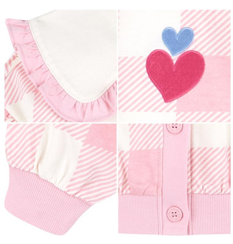 韓國 HEJMINI - 荷葉領愛心格子外套-黃