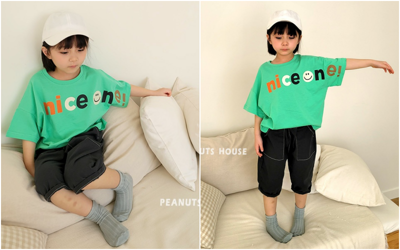 韓國 Peanuts House - 彩色NICE T-深藍