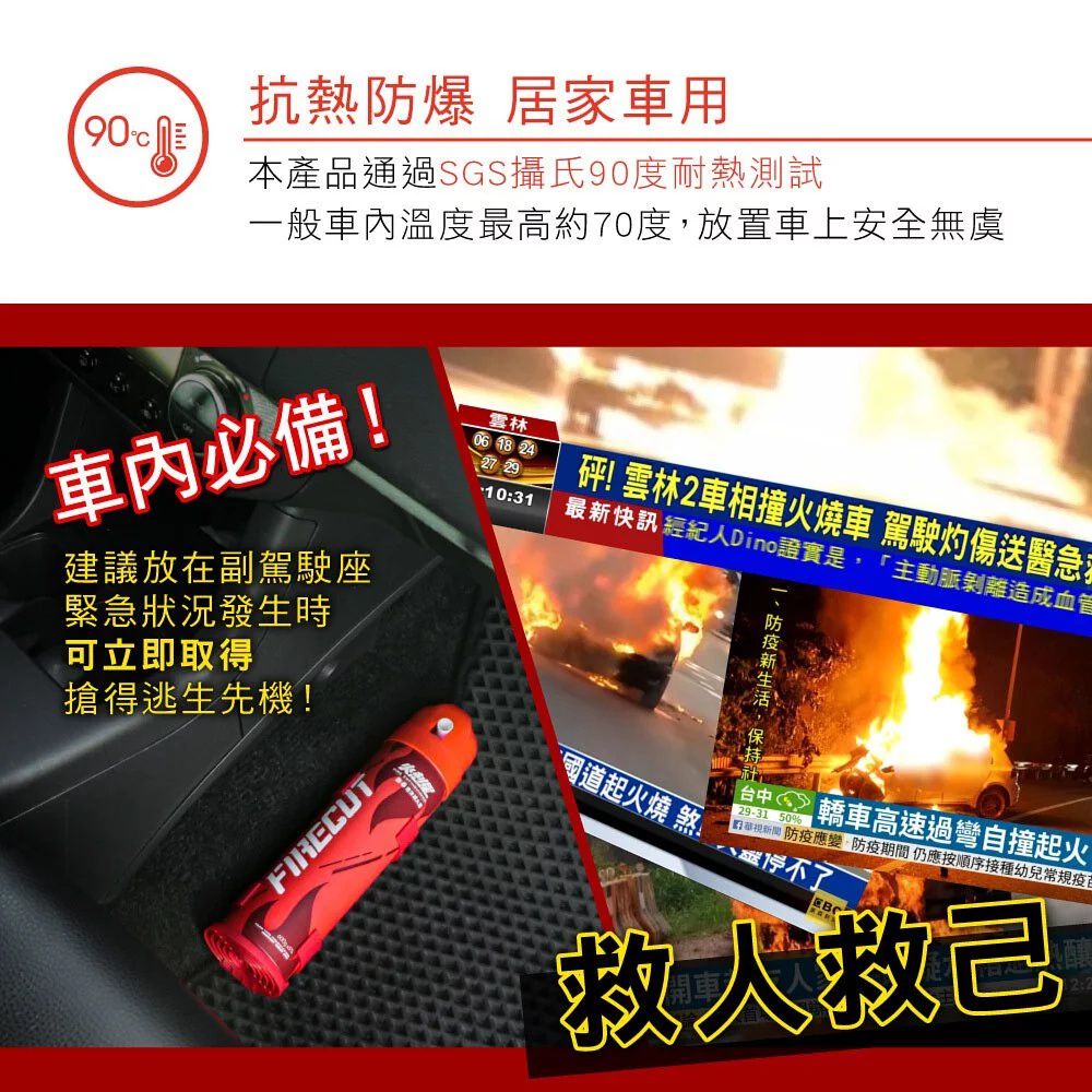 三餐自煮守護神！快速滅火！一按即噴【KINYO】家用泡沫滅火器
