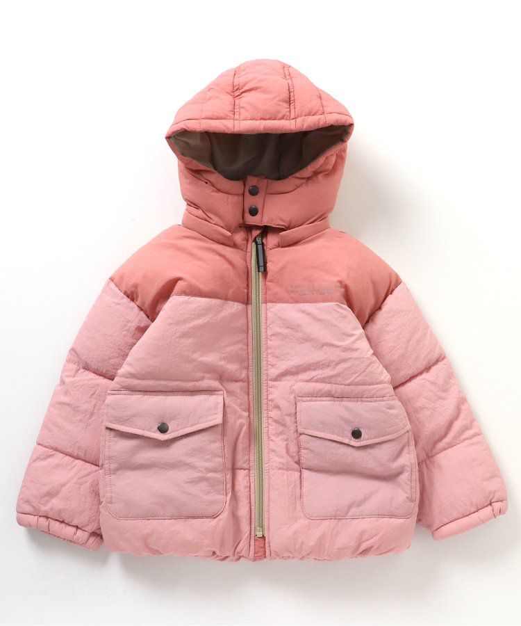 日本 BREEZE - 繽紛蓬鬆大口袋保暖外套-橘灰