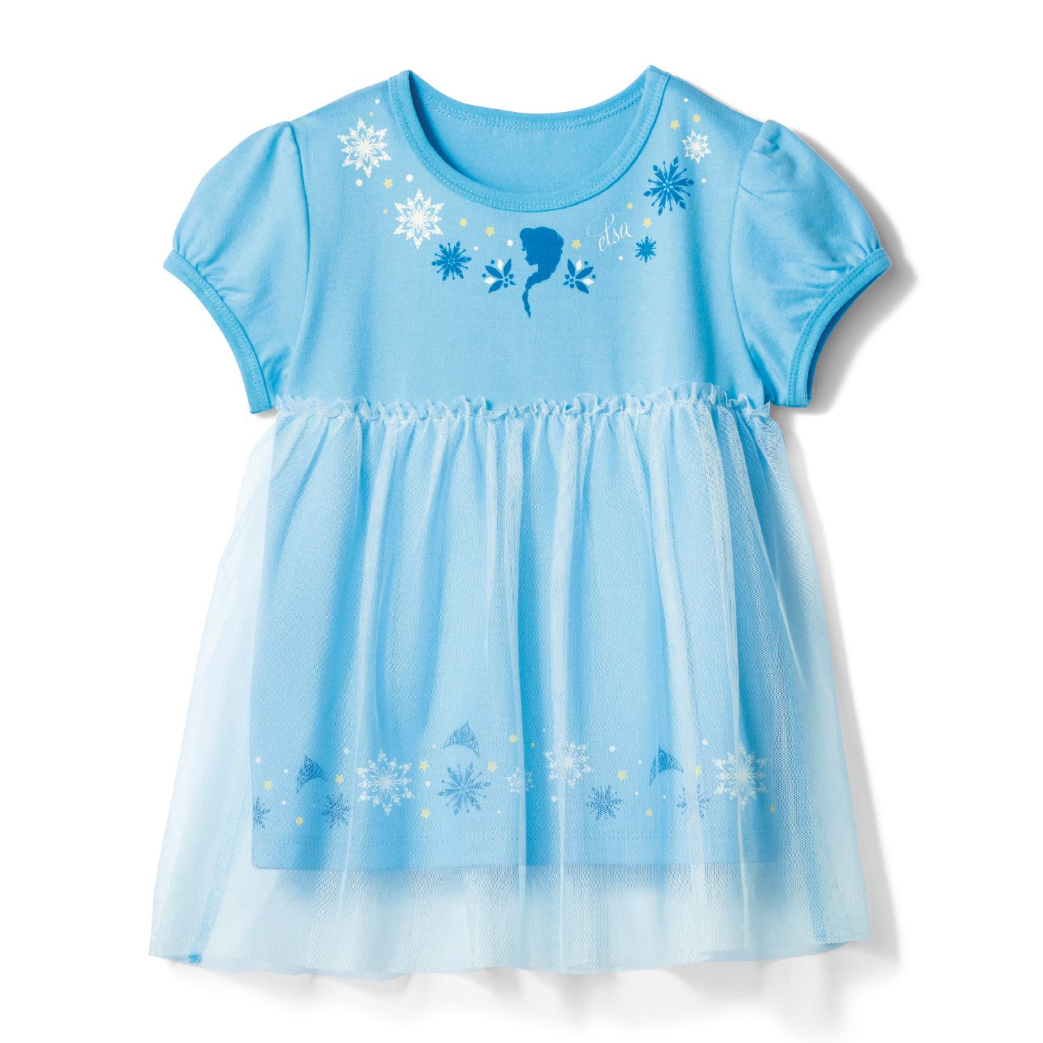 日本千趣會 - 迪士尼 外層薄紗泡泡袖上衣-冰雪奇緣-水藍