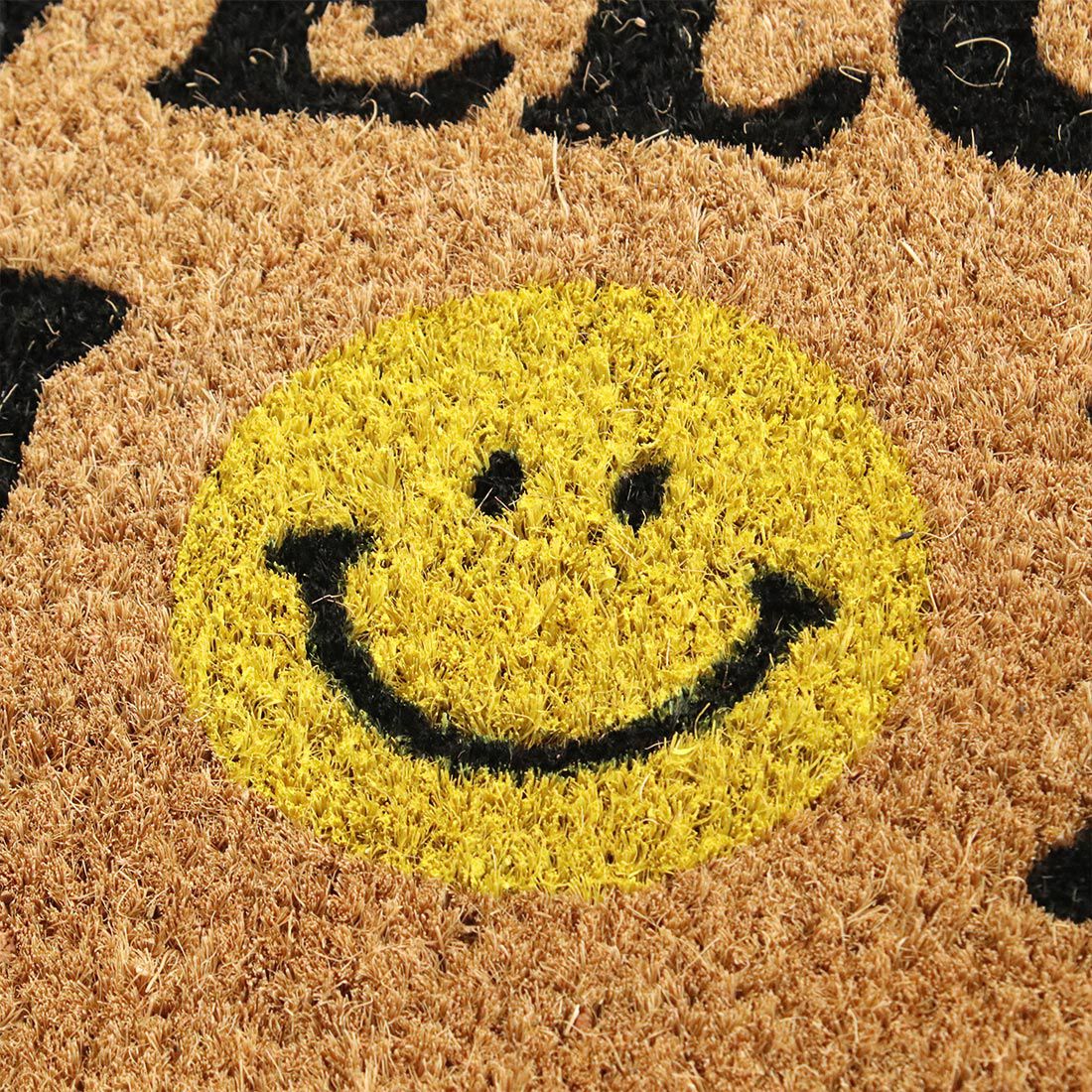 日本 TOMO - 椰子纖維室外腳踏墊/地墊-花花笑臉 (約60×40cm)