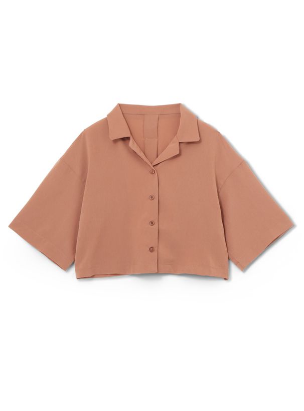 日本 GRL - 率性翻領排釦短袖襯衫/外套-黑