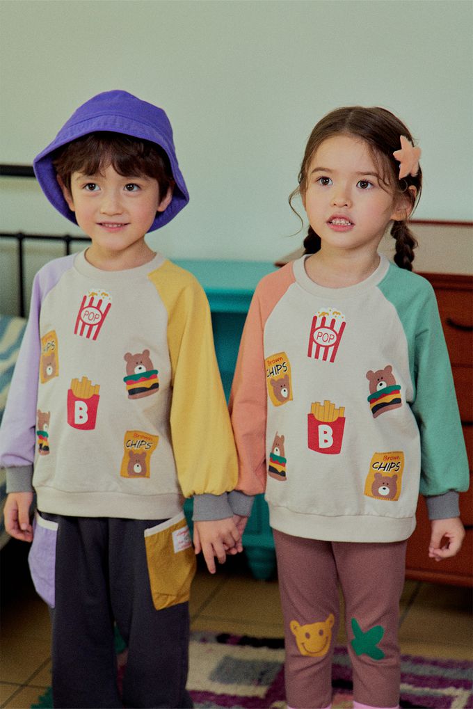 韓國 First Blue - 鬆緊腰雙色口袋縮口長褲-黑灰