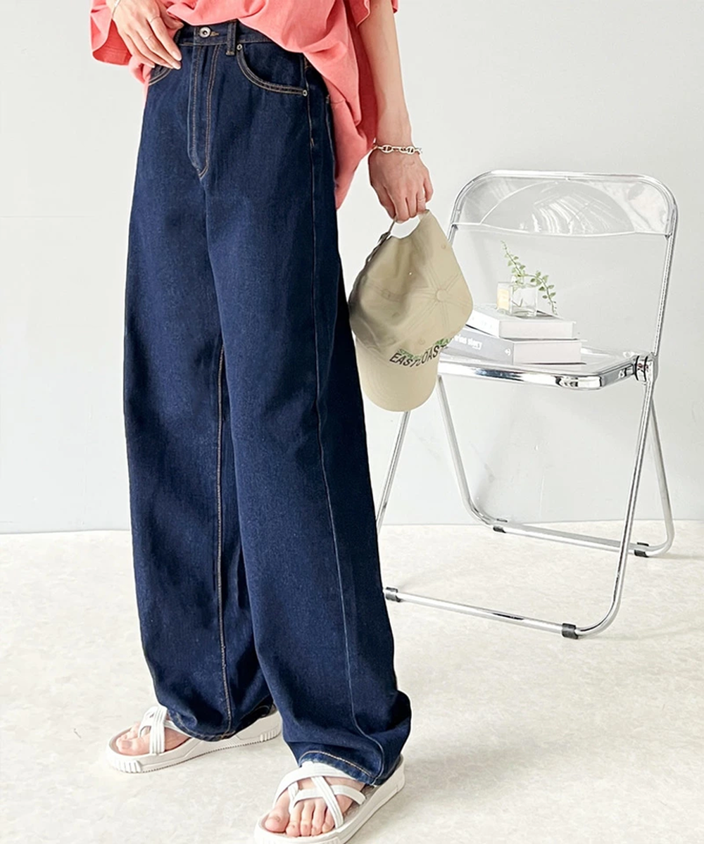 [熱銷NO.1]  厚磅棉混挺版美腿長褲-丹寧深藍