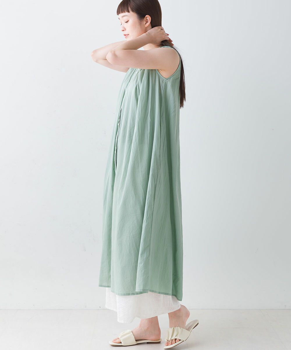 日本女裝代購 - 100%印度棉 涼爽輕盈排扣無袖洋裝-薰衣草