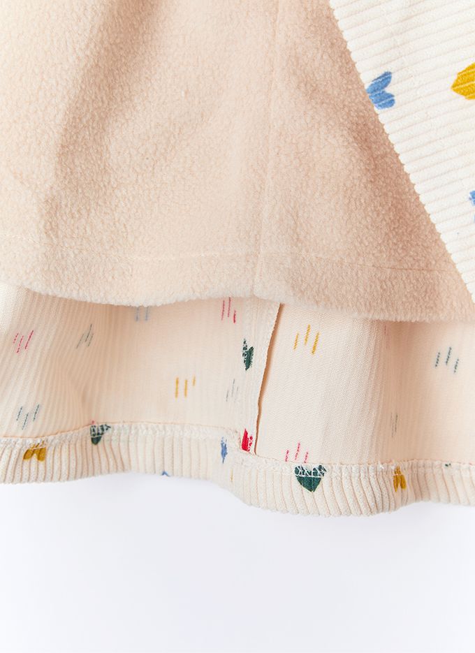 韓國 OZKIZ - (附包包)多彩愛心燈芯絨溫暖洋裝-米