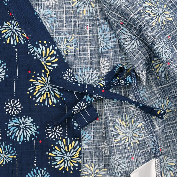 akachan honpo - 短袖兩件式甚平-煙火-深藍色