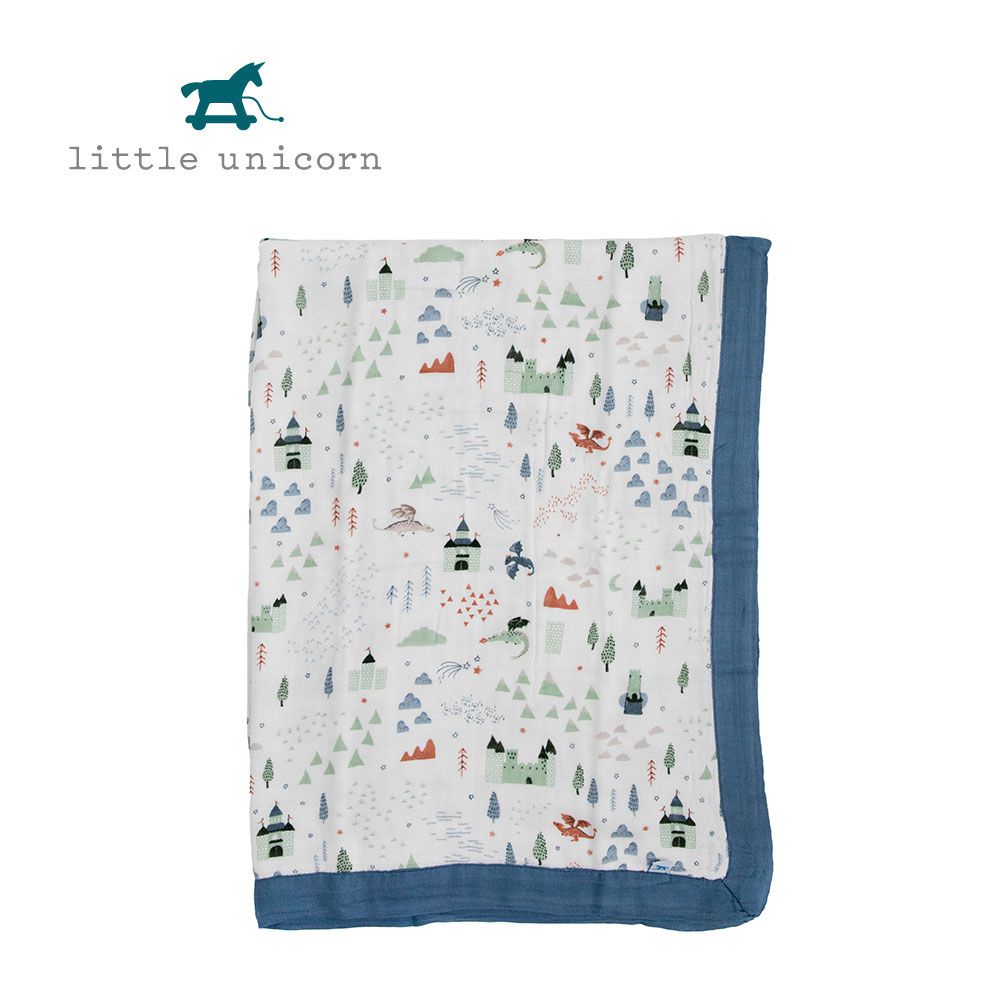 美國 Little Unicorn - 寶寶竹纖維毯-飛龍城堡 (76x102cm)