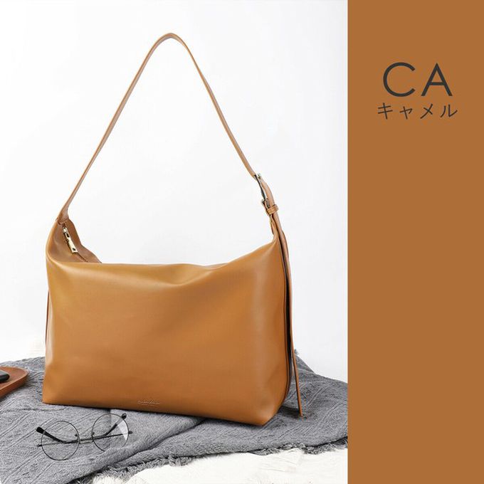 日本 LIZDAYS - 柔滑簡約百搭大容量側背包-(可裝A4)-焦糖橘 (36x30.5cm)