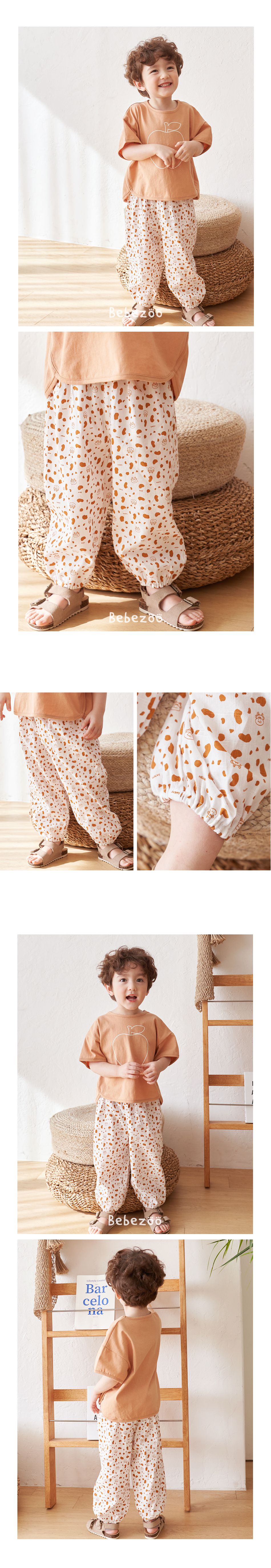 韓國 Bebezoo - 透氣純棉縮褲管防蚊褲-咖啡牛牛