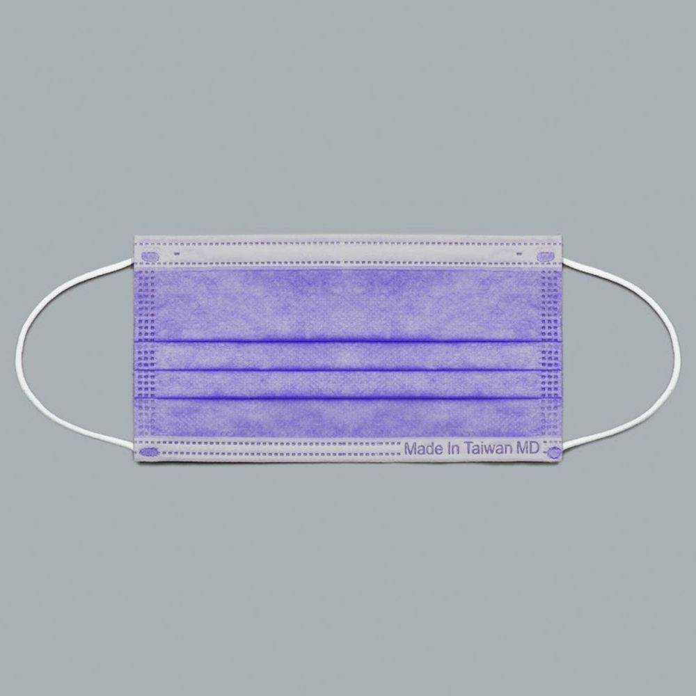 YSH 益勝軒 - 成人醫療級三層平面口罩/雙鋼印/台灣製-羅藍紫 (17.5x9.5cm)-50入/盒(未滅菌)