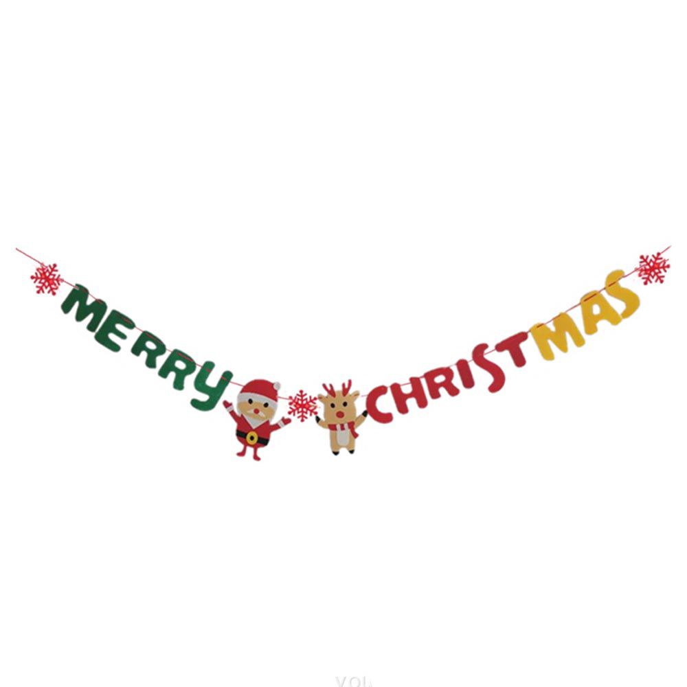 聖誕節裝飾彩旗-英文字聖誕老人-綠+紅+黃 (長度約300cm)