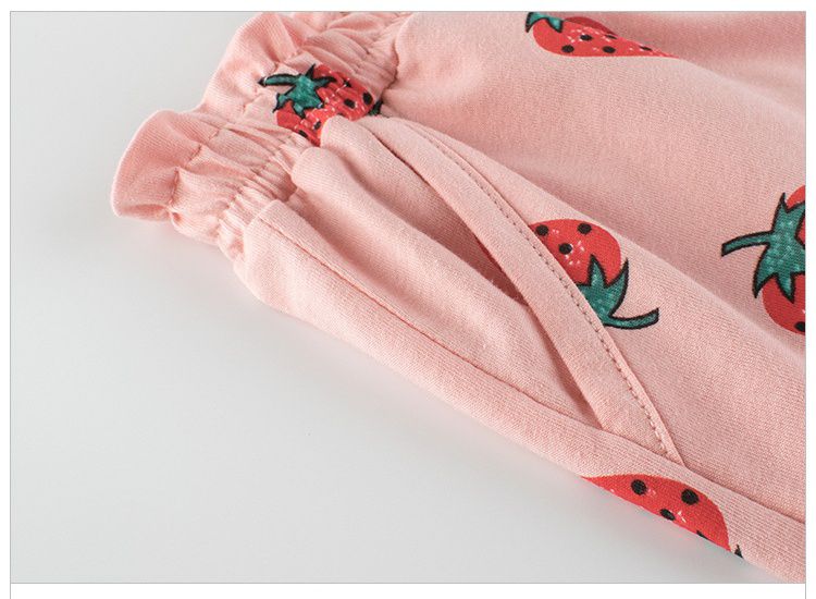 純棉兒童短褲-愛心-杏色