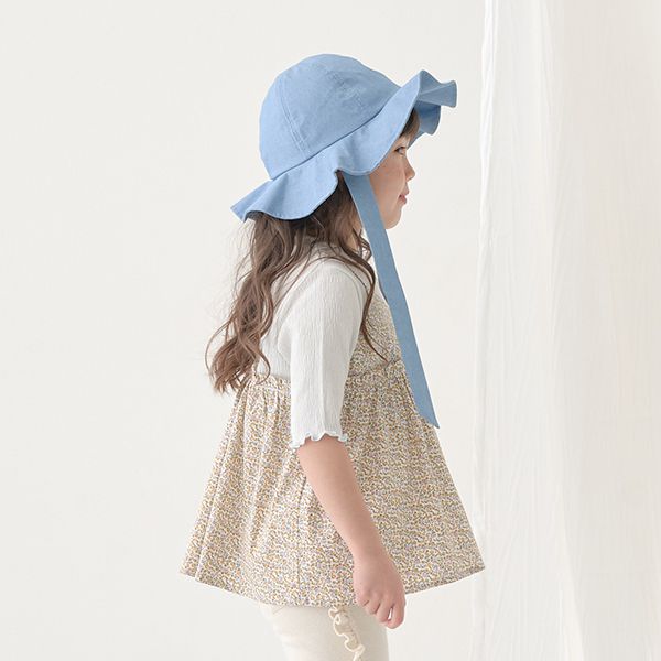 日本 Lycee mine - 假二件吊帶五分捲邊袖上衣-灰x藍花