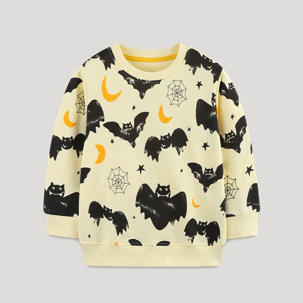 [萬聖節]純棉圓領長袖上衣/大學t-黑夜蝙蝠-米杏