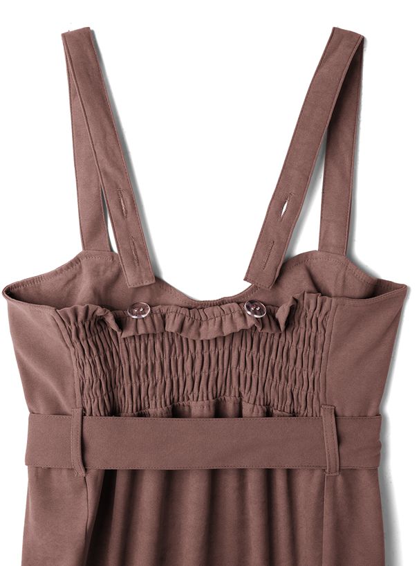 日本 GRL - 麂皮感愛心領魚尾吊帶裙-罌粟粉