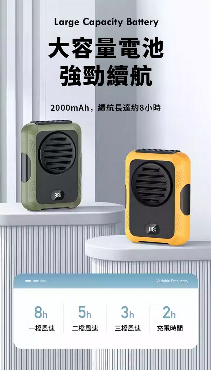 SHANER - 隨身外掛風扇-(2000mah款)-橘色