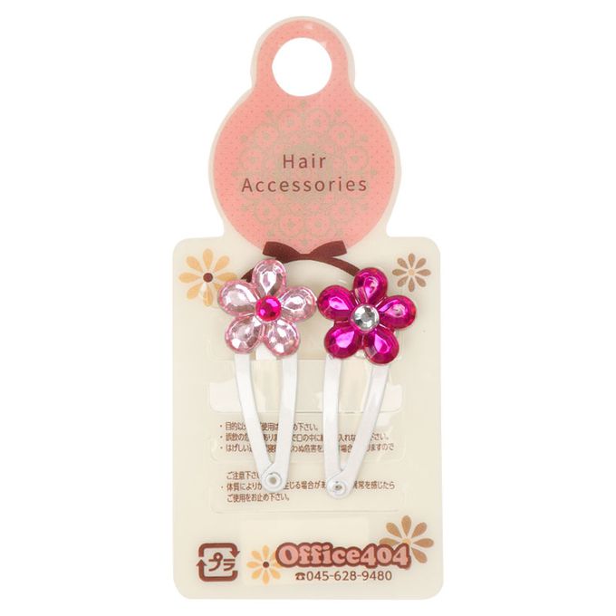 akachan honpo - 亮晶晶小花髮夾-粉紅色