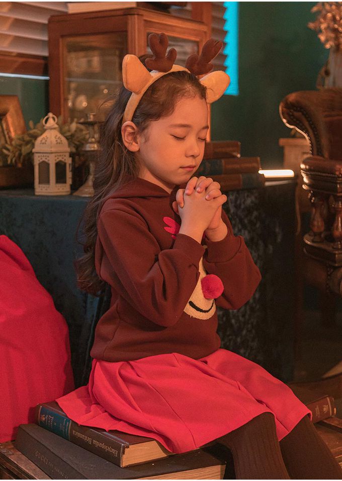 韓國 OZKIZ - (裏起毛)魯道夫連帽T/聖誕-咖啡