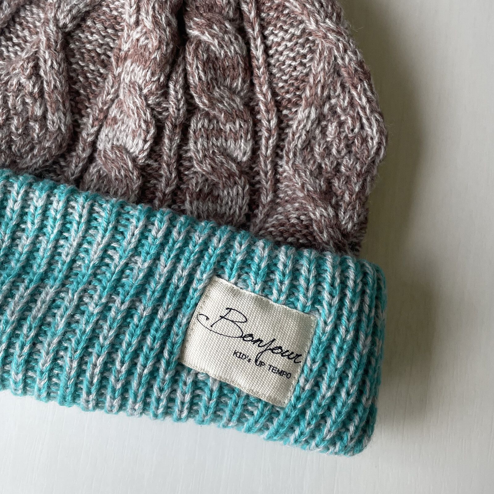 日本 jou jou lier - (兒童)毛球針織毛帽-10 粉藍 (52-54cm(約3-6y))