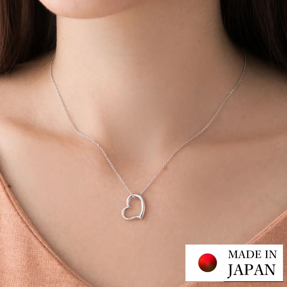 日本製 簡約典雅愛心造型項鏈-銀