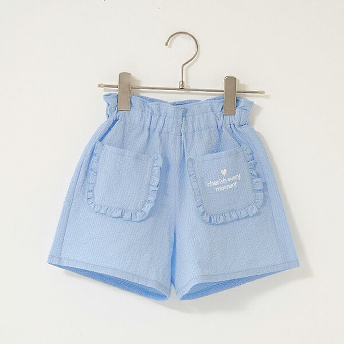 日本 Lycee mine - 可愛荷葉邊口袋短褲-檸檬黃