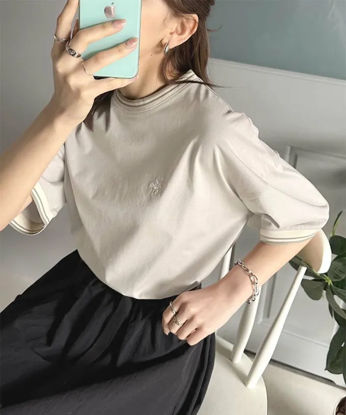 日本 Classical Elf - Java 100%天竺棉 刺繡舒適短袖上衣-白