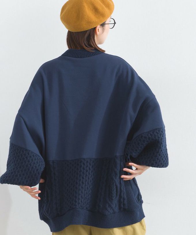 日本 Lupilien - 鬥牛犬印花粗針織拼接裏毛長袖上衣-酒紅