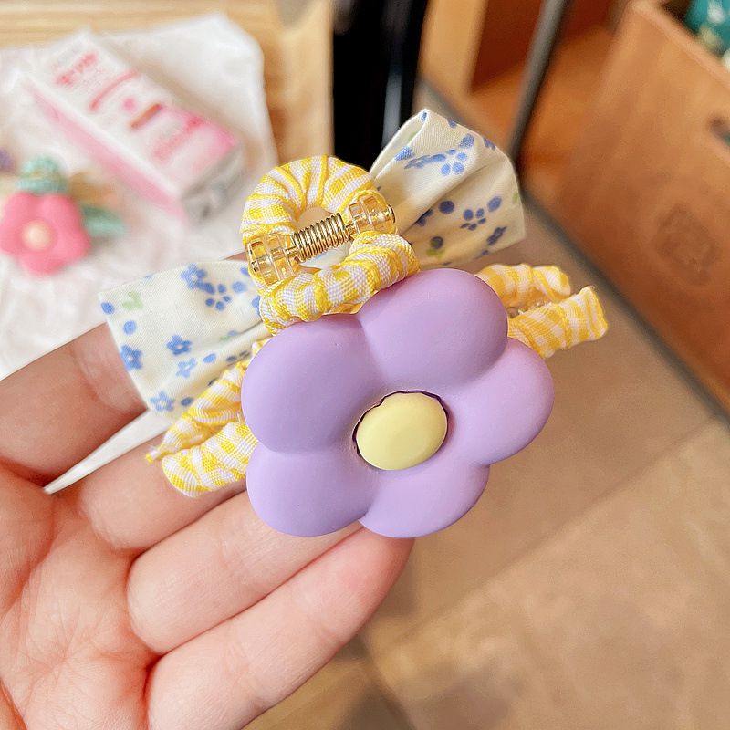 田園風碎花花朵爪夾-紫色花朵