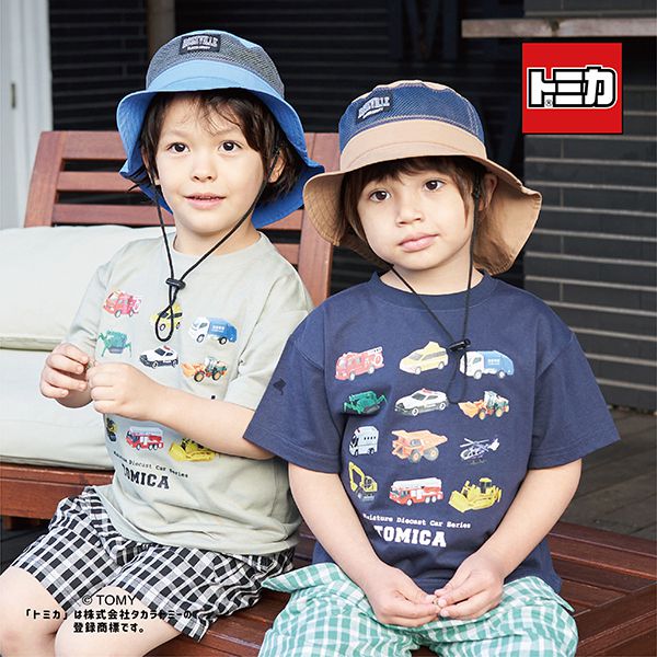 日本 b-ROOM - TOMICA聯名 印花短袖上衣-好多車車-深藍