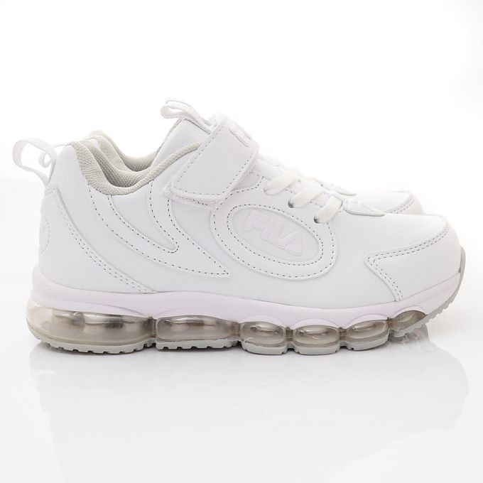 FILA - 純白氣墊慢跑運動鞋-3-J443X-111白(中大童段)-運動鞋-白