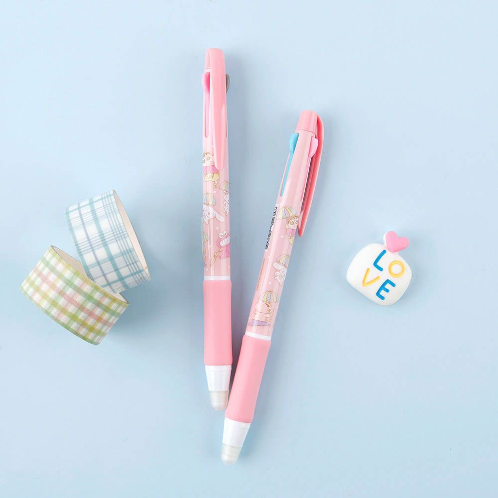 0.7mm卡通3色原子筆擦擦筆-卡通人物小新X大耳狗-粉-單入